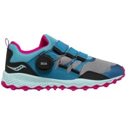 Saucony Peregrine 12 Shield Boa Girls Running Shoes - Turq/pink